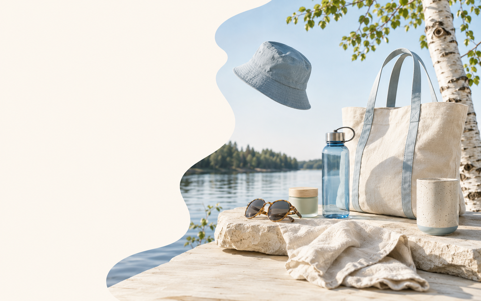 Summer in Sweden collection beside a Swedish landscape
